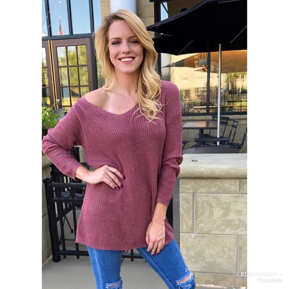 🛍LAST 1! Mauve Lace Up Back Sweater! - Picture 6 of 8